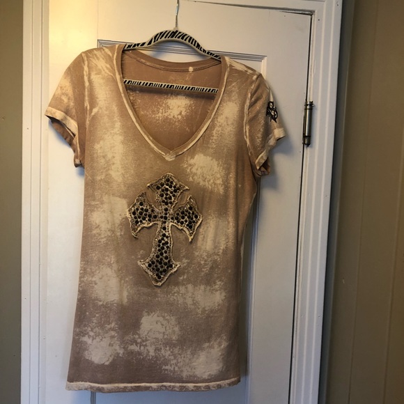 Embellished Cross short sleeve Tee/Top size Large - Picture 2 of 7